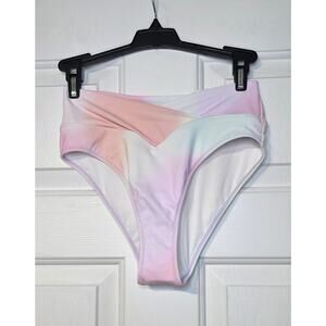 Victorias Secret S White Pink Tie Dye Hipster Bikini Bottom Swimsuit VS Swim NWO